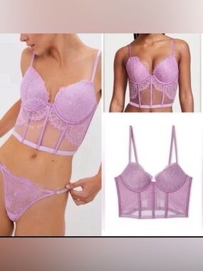 Victoria’s Secret Purple Lilac Lace Very Sexy Push Up Bra Size 36 DD